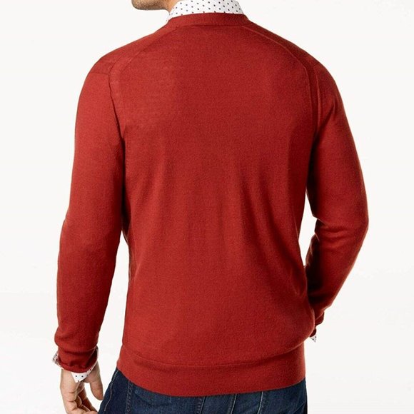 Michael Kors Men's Sienna Red Cardigan Wool Button Up Sweater.  SZ M - Picture 2 of 4